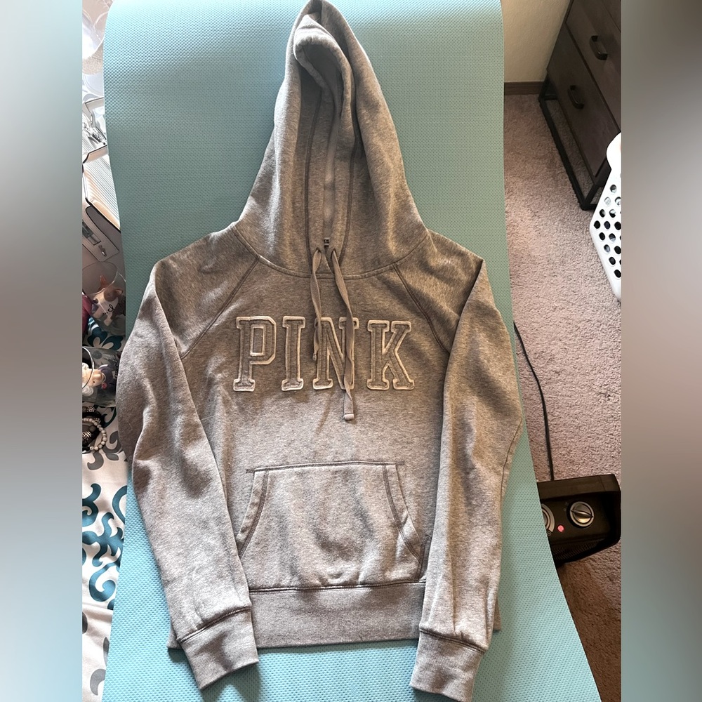 Grey pink hoodie